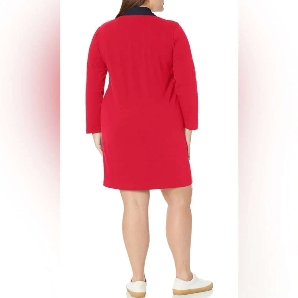 Tommy Hilfiger Cotton T-shirt Pull Over Dress Sz XL Chilli Pepper Red